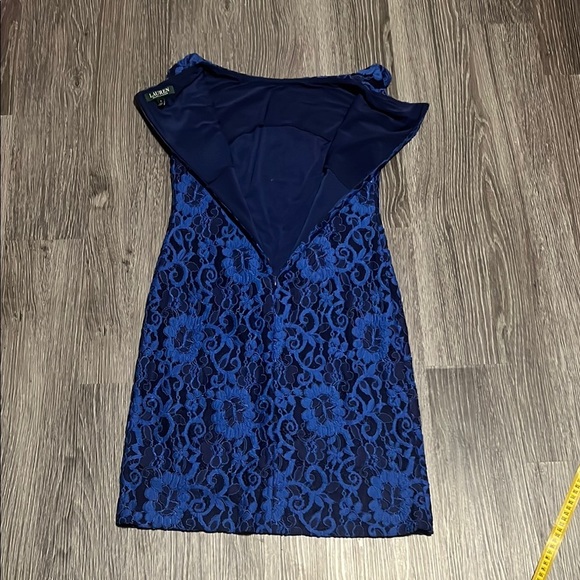 Lauren Ralph Lauren Blue Sheath Midi Dress Bateau Neckline - Picture 8 of 9